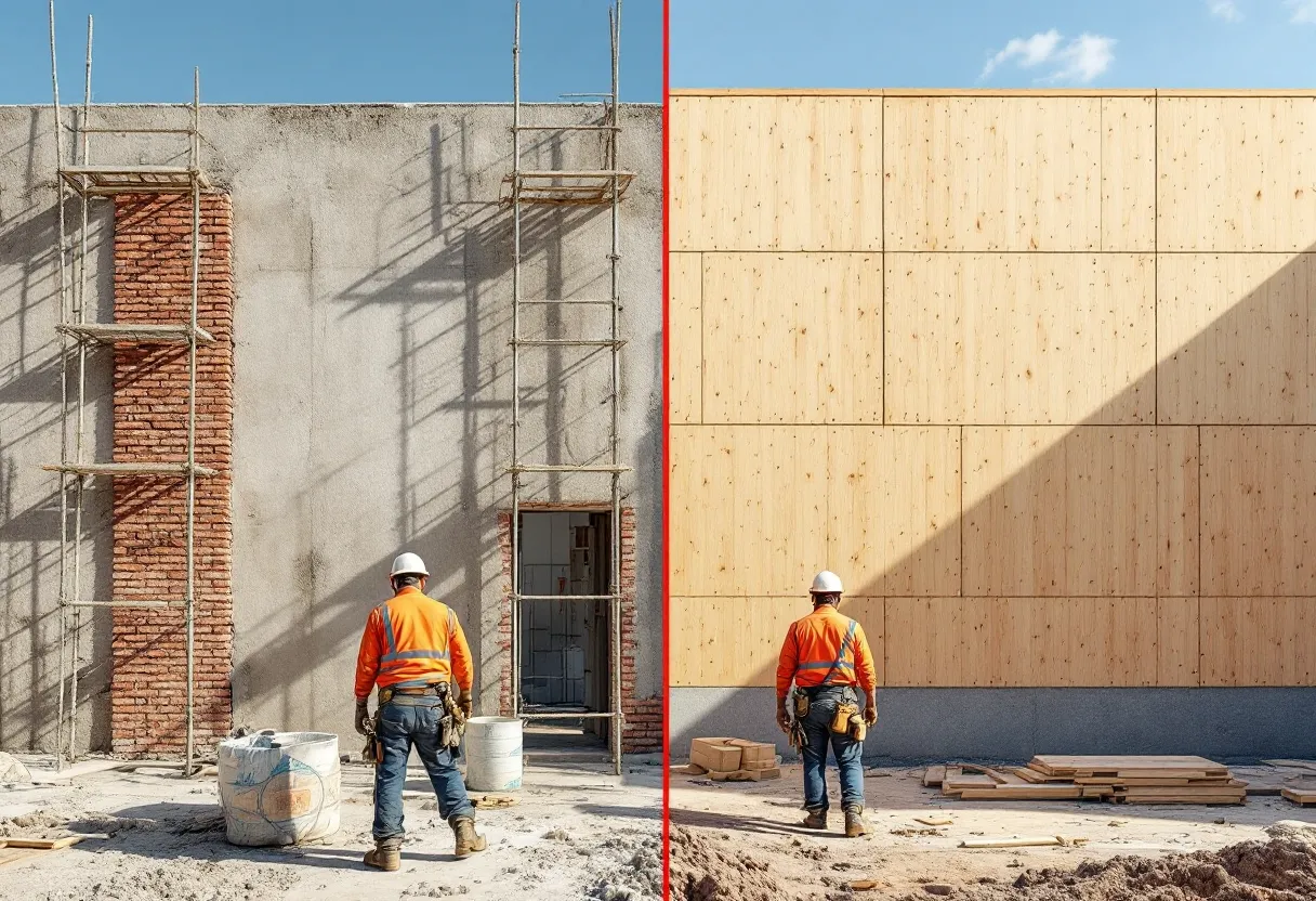 Comparativa visual entre construcción con ladrillo y con panel SIP, dos métodos, dos resultados