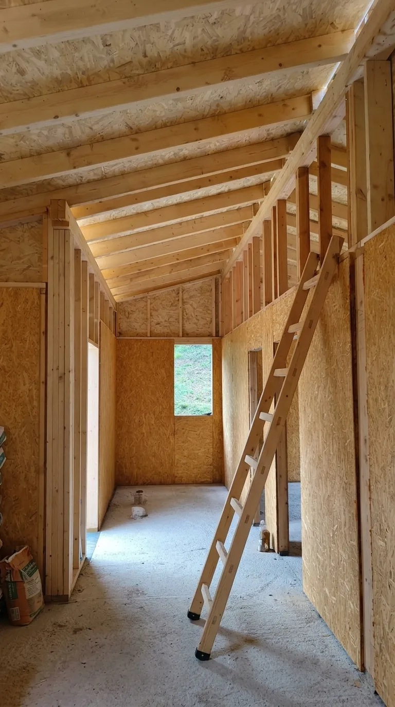 Interior de construcción con sistema panel SIP